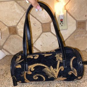 Vintage Black Bag with Gold embroidered design